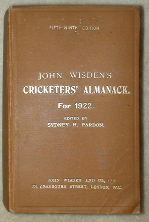 1922 Wisden Hardback