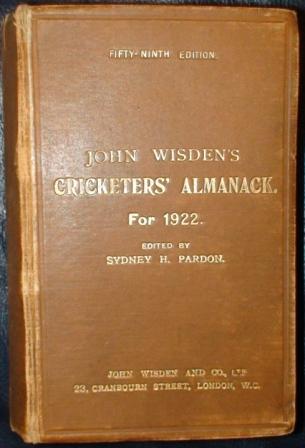 1922 Wisden Hardback