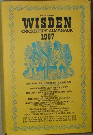 1967 Wisden Hardback & Dust Jacket