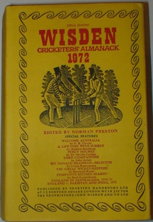 1972 Wisden Hardback & Dust Jacket