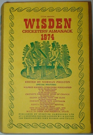 1974 Wisden Hardback & Dust Jacket