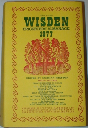 1977 Wisden Hardback & Dust Jacket